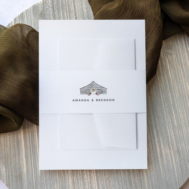 Minimalist Fall Barn Wedding Invitation Belly Band (Creator Uploaded)
