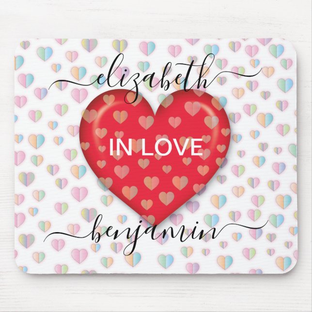 Minimalist Fall in Love Heart with heart speckles Mouse Pad (Front)