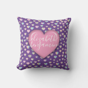 Minimalist Fall in Love Heart with heart speckles Throw Pillow