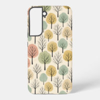 Minimalist Fall Tree Pattern Pastel Autumn Forest