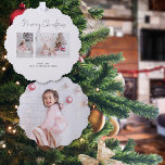 Minimalist Family 3 Photos  Ornament Card<br><div class="desc">Minimalist Family 3 Photos. A handy all-in-one ornament and card,  has your 2 photos and your festive greeting and names,  with another photo on the back filling the whole area,  ready for your recipients to hang from their tree.</div>