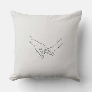 Minimalist Family Hand Holding Art – One Line Draw Throw Pillow