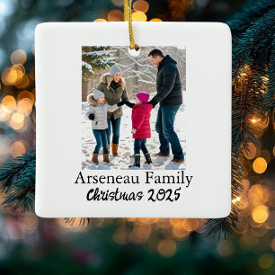 Minimalist Family photo Personalize Ceramic Ornament