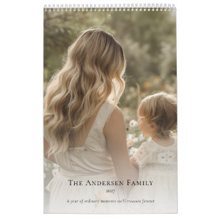 Minimalist Family Photo Personalized Wall  Calendar