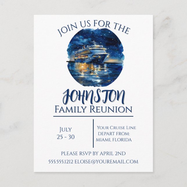 Minimalist Family Reunion Invitation Postcard (Front)