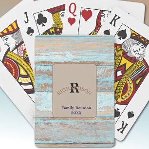 Minimalist Family Reunion Weathered Patina Wood Playing Cards