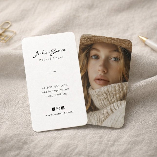 Minimalist Fashion Model Photo Business Card (Creator Uploaded)