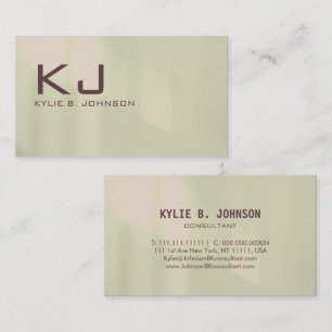 Minimalist Faux Brushed Chrome Monogrammed Business Card