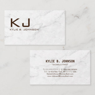 Minimalist Faux Brushed Chrome Monogrammed Business Card