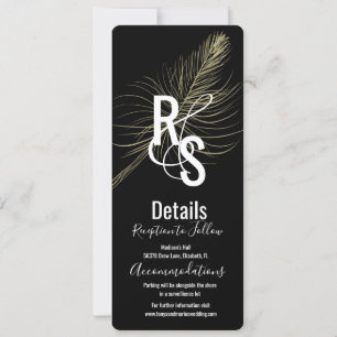 Minimalist Faux Gold Feather Bohemian Details Invitation