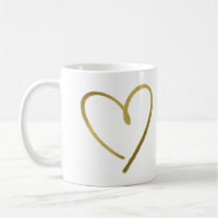 Minimalist Faux Gold Glitter Sketch Heart