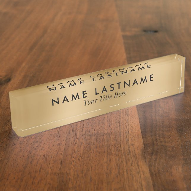 Minimalist Faux Gold Modern Elegant Simple Nameplate (Side)