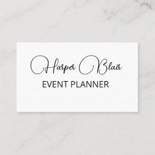 Minimalist Faux Gold Script Event Planner QR Code  Business Card