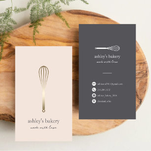 Minimalist Faux Gold Whisk Bakery  Business Card