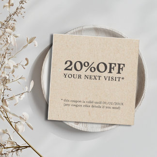 Minimalist Faux Kraft Brown Bold Salon Discount Card
