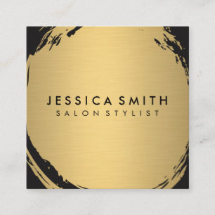Minimalist Faux Metallic Gold Brushed Square Business Card