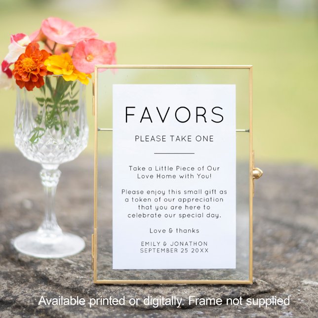 Minimalist Favours Printable Wedding Sign (Available printed or as a printable digital download.)
