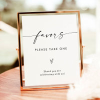 Minimalist Favours Sign, Modern Wedding Favours Si