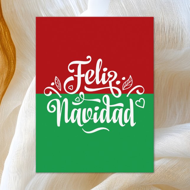 Minimalist Feliz Navidad Spanish Merry Christmas Postcard (Creator Uploaded)
