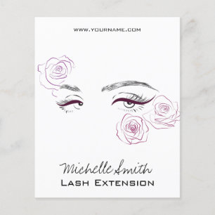 Minimalist Female Eyes Pink Rose Floral Beautician Flyer