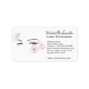 Minimalist Female Eyes Pink Rose Floral Beautician Label