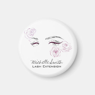 Minimalist Female Eyes Pink Rose Floral Beautician Magnet