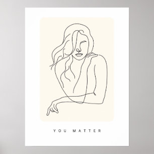 Minimalist Female Line Art Poster Abstract Woman