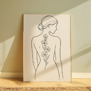 Minimalist Female Line Botanical Woman Art Print