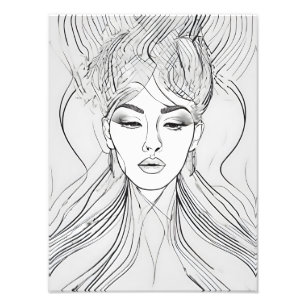 Minimalist Female Portrait Line Art Photo Print