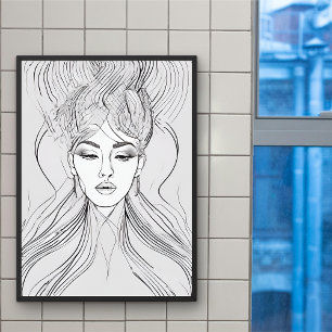 Minimalist Female Portrait Line Art Poster Print