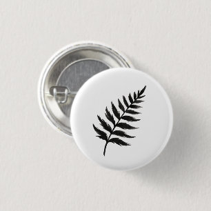 Minimalist Fern – Ink Brush Botanical Design on 1 Inch Round Button