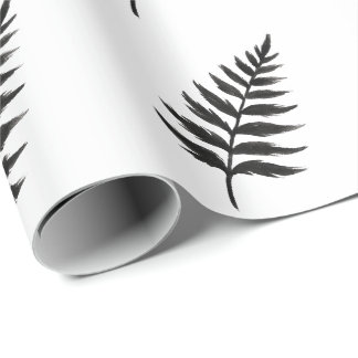 Minimalist Fern – Ink Brush Botanical Design on Wrapping Paper