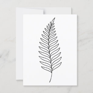 Minimalist Fern Leaf Botanical Line Art Postcard