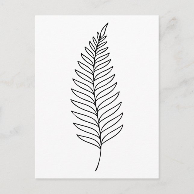 Minimalist Fern Leaf Botanical Line Art  Postcard (Front)