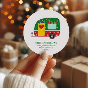 Minimalist Festive Caravan Return Address Label