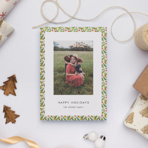 Minimalist Festive Happy Holidays Christmas Photo Holiday Card