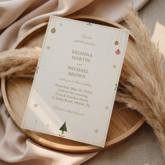 Minimalist Festive Holiday Golden Charm Invitation