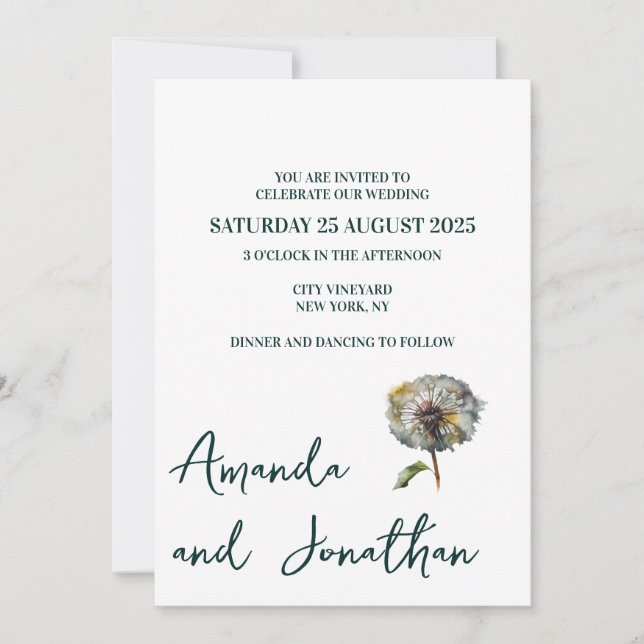 Minimalist Field Flower Wedding Invitation (Front)