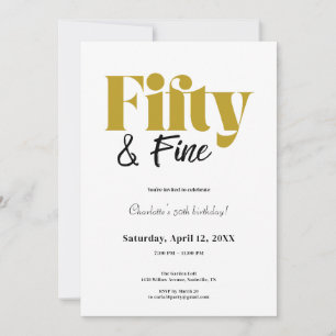 Minimalist Fifty & Fine 50th Birthday Invitation