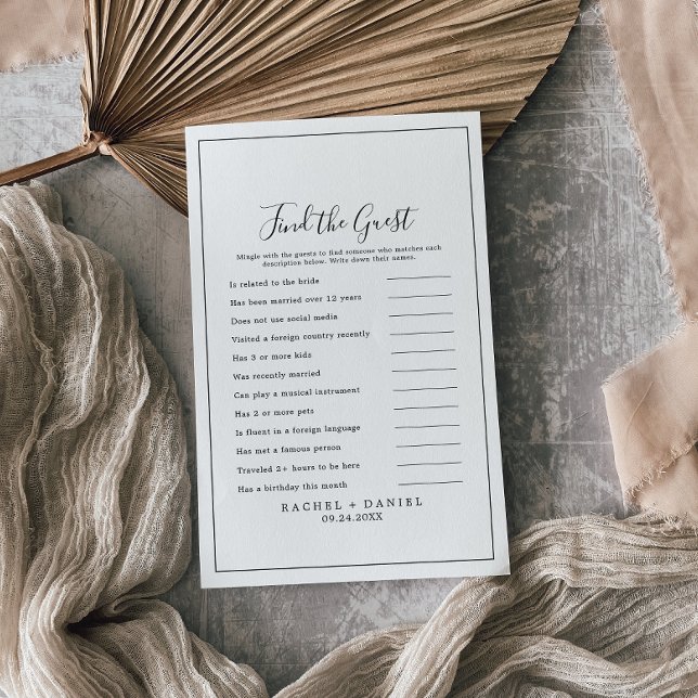 Minimalist Find the Guest Wedding Reception Game Flyer (Creator Uploaded)