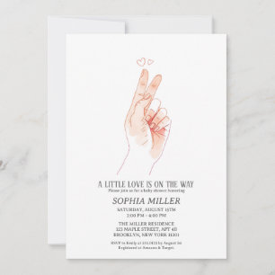 Minimalist Finger Heart Watercolor Baby Shower Inv Invitation