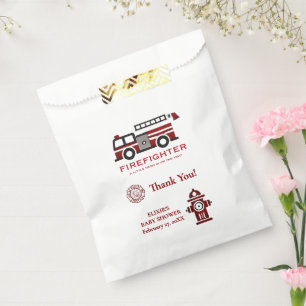 Minimalist Firefighter "Little Hero" Baby Shower Favour Bag