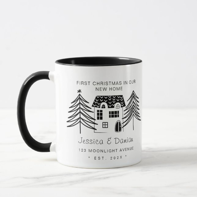 MINIMALIST FIRST CHRISTMAS IN OUR NEW HOME 2 Tone Mug (Left)