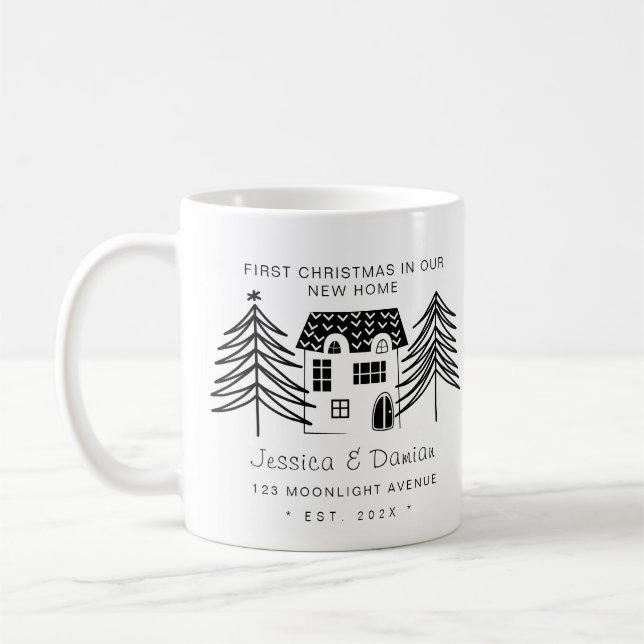 MINIMALIST FIRST CHRISTMAS IN OUR NEW HOME COFFEE MUG (Left)