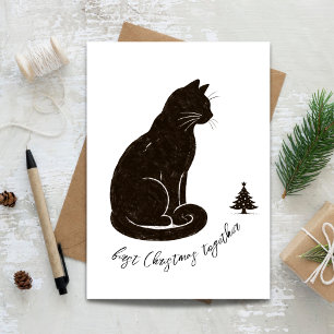 Minimalist First Christmas Together Cat Christmas Card