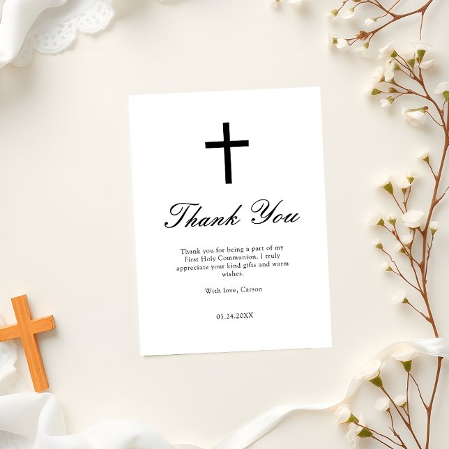 Minimalist First Communion Budget Thank You Card (Creator Uploaded)