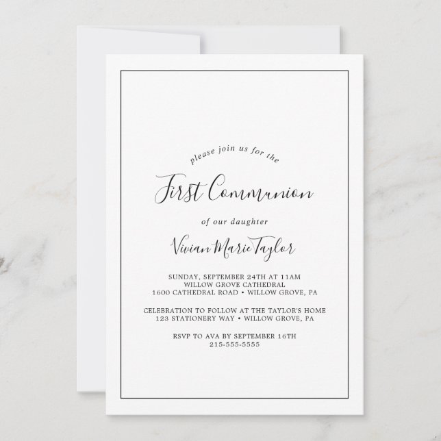Minimalist First Communion Invitation (Front)