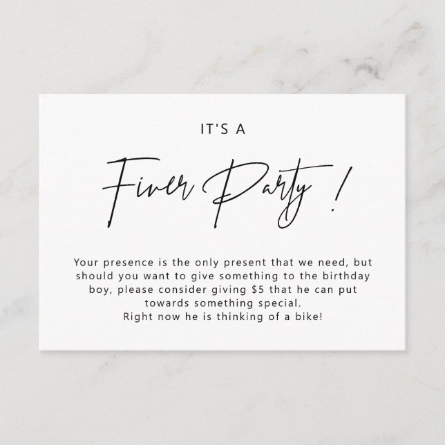 Minimalist Fiver Party Invitation Enclosure Card (Front)