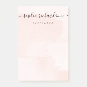 Minimalist Flair Blush Watercolor and Script Post-it Notes