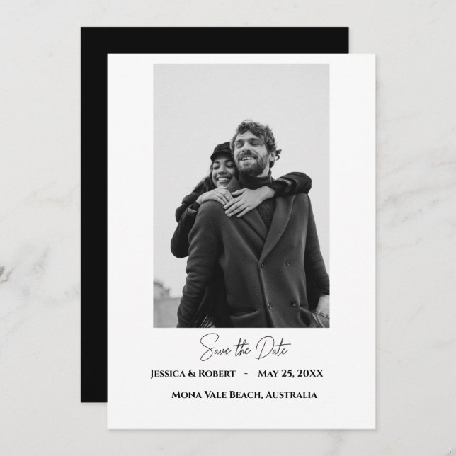 Minimalist Flat Save The Date Card (Front/Back)